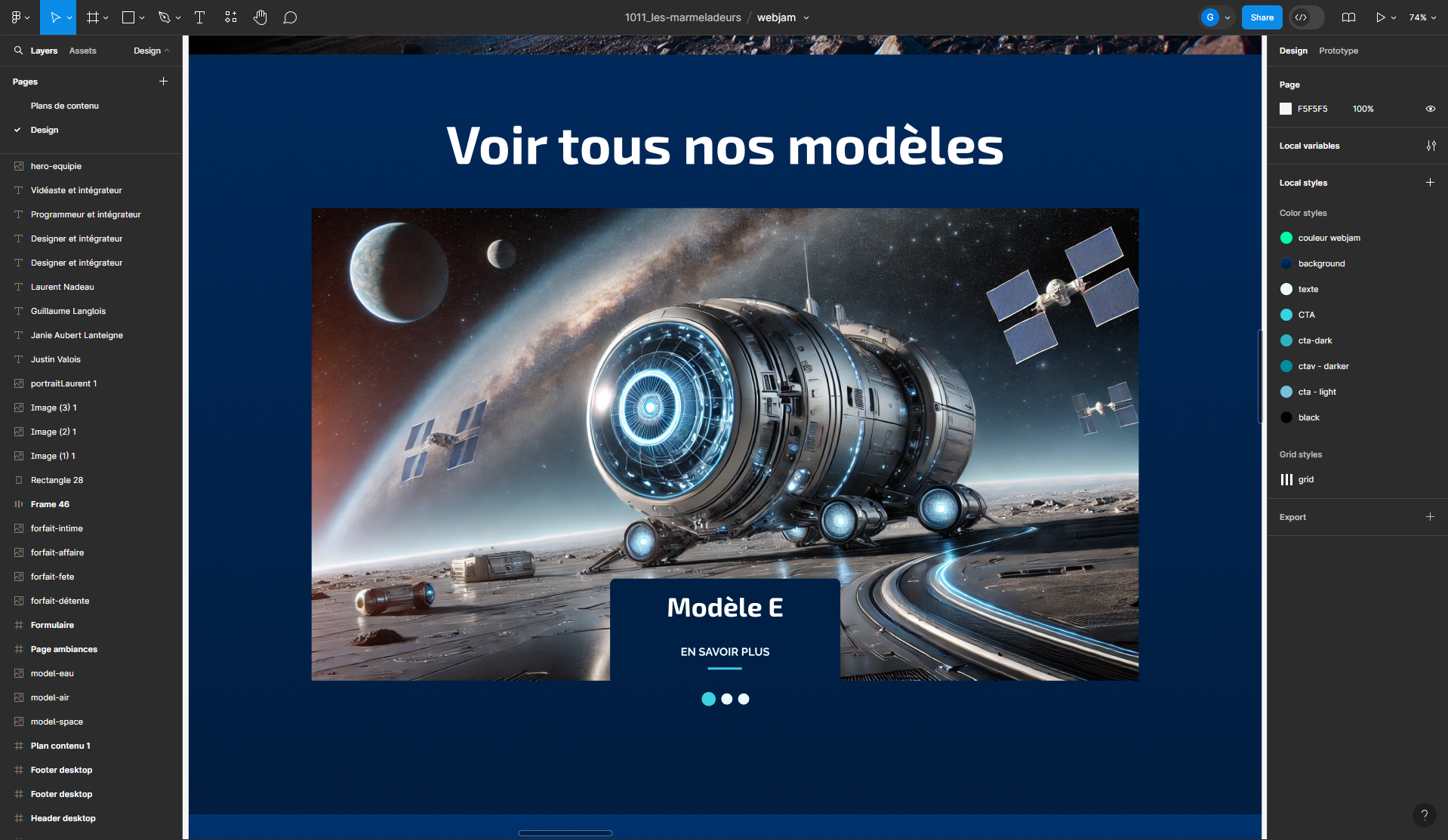 Design de la section « Tous nos modèles » en desktop